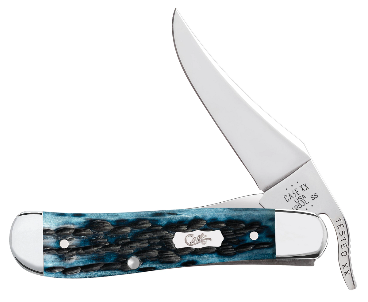 51859 Pocket Worn Mediterranean Blue Bone Peach Seed Jig RussLock (61953L SS)